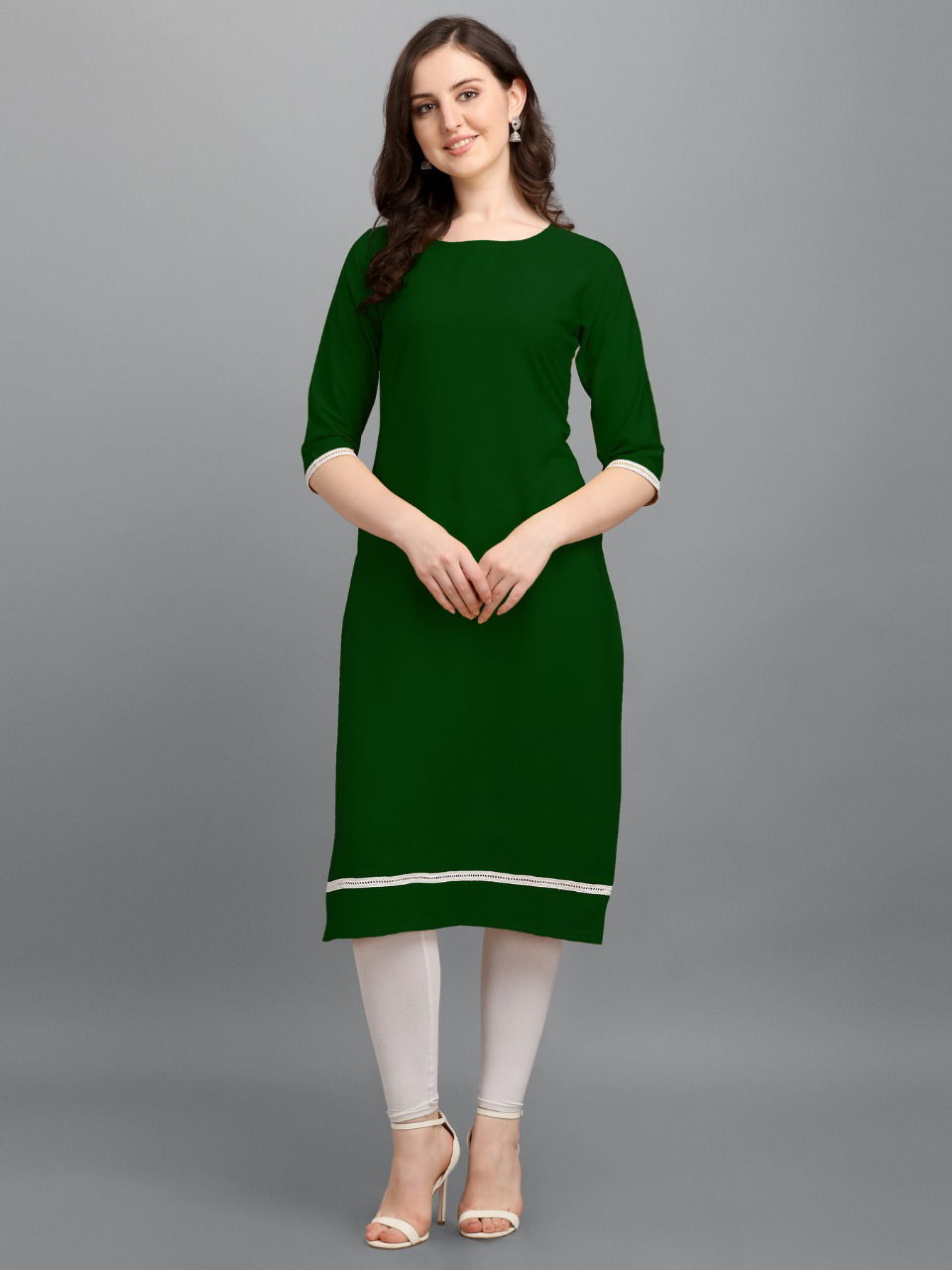 Zipio Lace Casual Daily Wear Malai Crepe Silk Palin Designer Kurti Collection